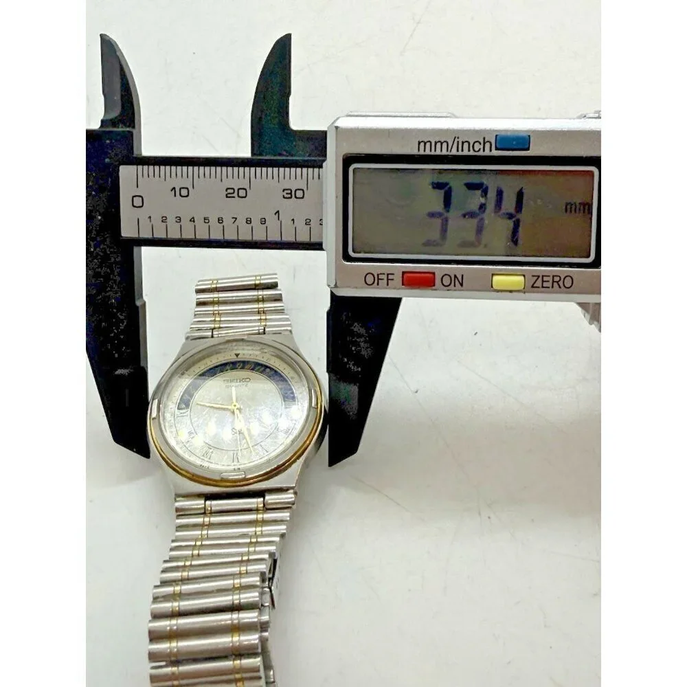 Vtg Seiko Quartz SQ Men's Watch 5H22-6A19 Caliber Date Dial Two Tone Bracelet